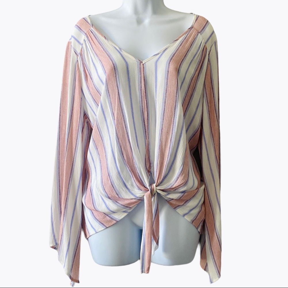 PEPPERMINT USA Long Sleeve Striped Blouse